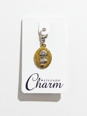 NEW C2036 Silpada Sterling Silver & Brass Two-Tone "Little Girl" Charm